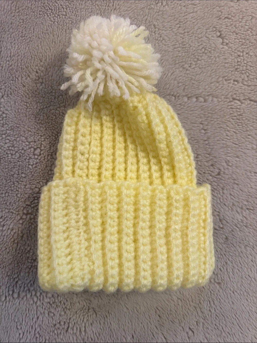 Yellow Pom-Pom Knit Beanie for Kids